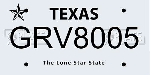 GRV8005 Texas License Plate