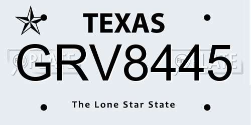 GRV8445 Texas License Plate