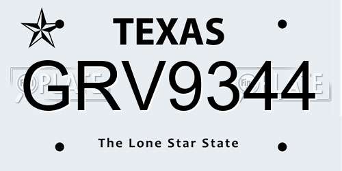 GRV9344 Texas License Plate