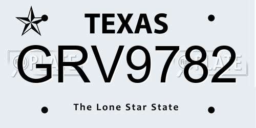 GRV9782 Texas License Plate