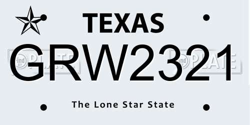 GRW2321 Texas License Plate