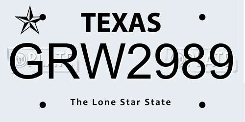 GRW2989 Texas License Plate