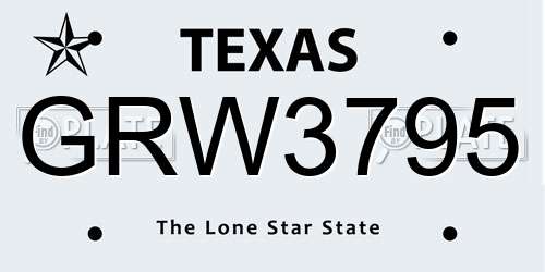 GRW3795 Texas License Plate