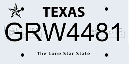GRW4481 Texas License Plate