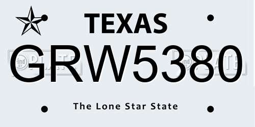GRW5380 Texas License Plate