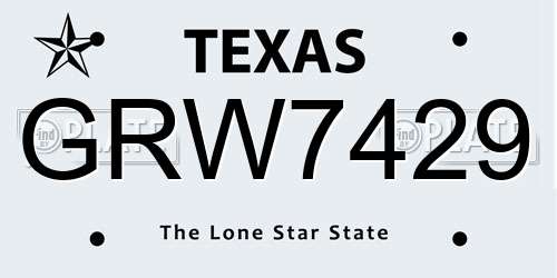 GRW7429 Texas License Plate