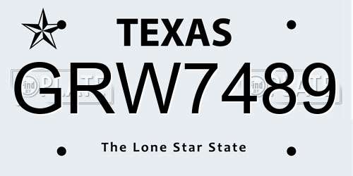 GRW7489 Texas License Plate
