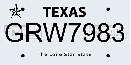 GRW7983 Texas License Plate