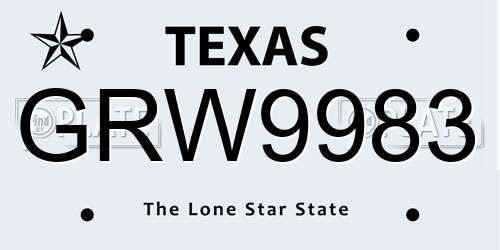 GRW9983 Texas License Plate