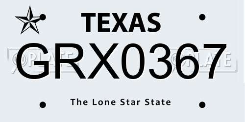 GRX0367 Texas License Plate
