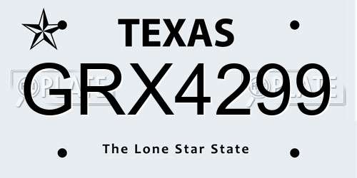 GRX4299 Texas License Plate