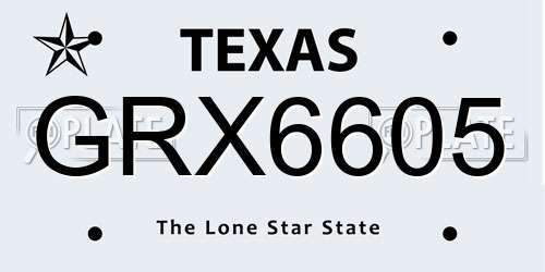 GRX6605 Texas License Plate