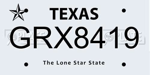 GRX8419 Texas License Plate