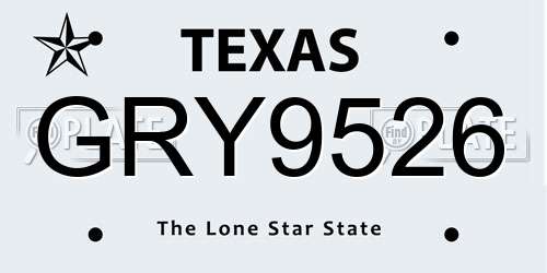 GRY9526 Texas License Plate