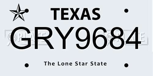 GRY9684 Texas License Plate
