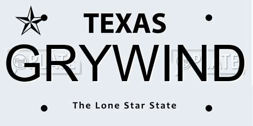 GRYWIND Texas License Plate