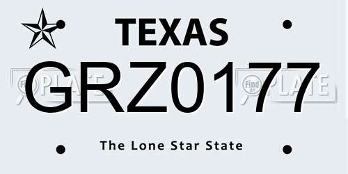 GRZ0177 Texas License Plate