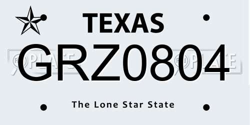 GRZ0804 Texas License Plate