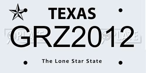 GRZ2012 Texas License Plate