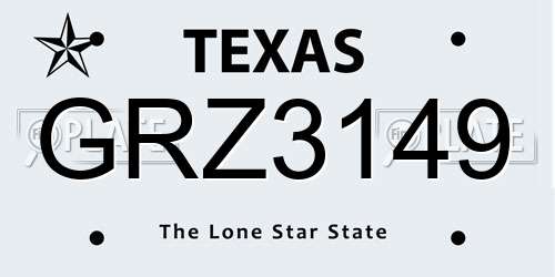 GRZ3149 Texas License Plate