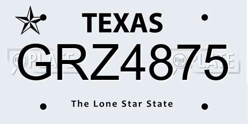 GRZ4875 Texas License Plate
