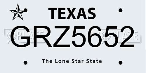 GRZ5652 Texas License Plate