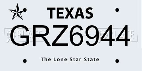 GRZ6944 Texas License Plate