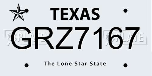 GRZ7167 Texas License Plate