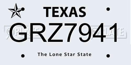 GRZ7941 Texas License Plate