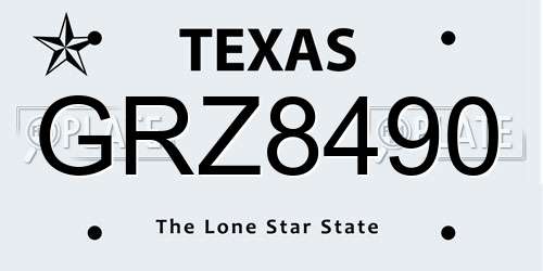 GRZ8490 Texas License Plate