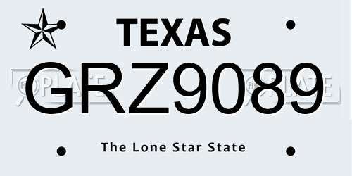 GRZ9089 Texas License Plate