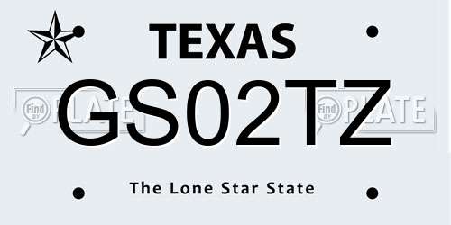 GS02TZ Texas License Plate
