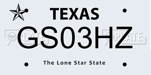 GS03HZ Texas License Plate