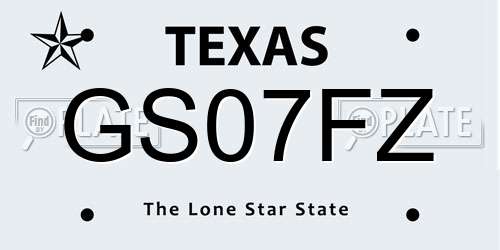 GS07FZ Texas License Plate