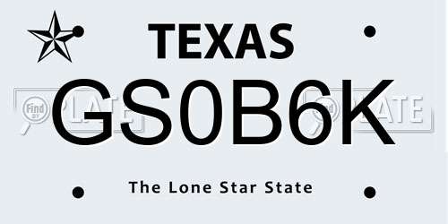 GS0B6K Texas License Plate