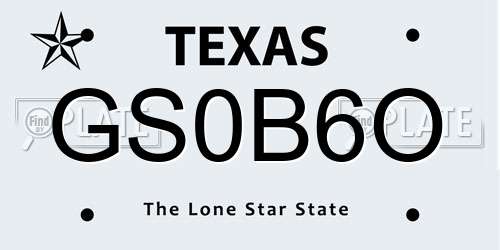 GS0B6O Texas License Plate