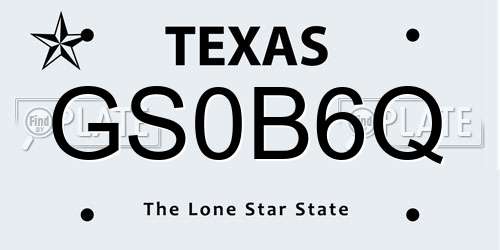 GS0B6Q Texas License Plate