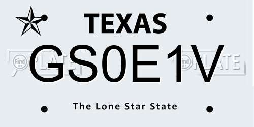 GS0E1V Texas License Plate
