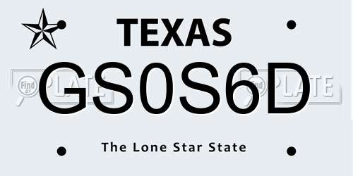 GS0S6D Texas License Plate