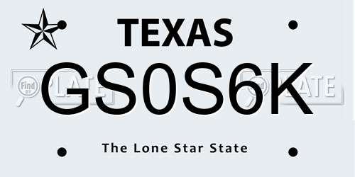 GS0S6K Texas License Plate