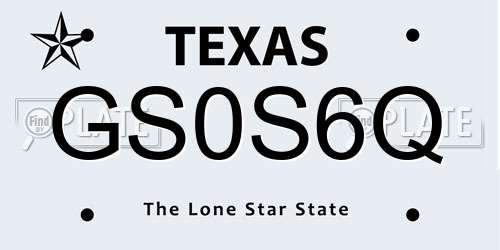GS0S6Q Texas License Plate