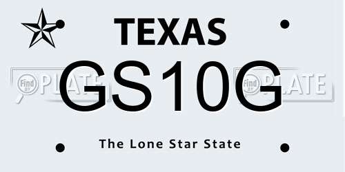 GS10G Texas License Plate