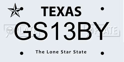 GS13BY Texas License Plate
