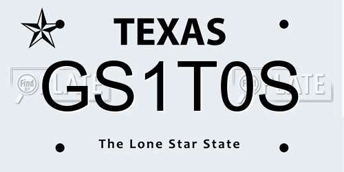 GS1T0S Texas License Plate