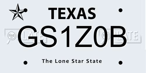 GS1Z0B Texas License Plate