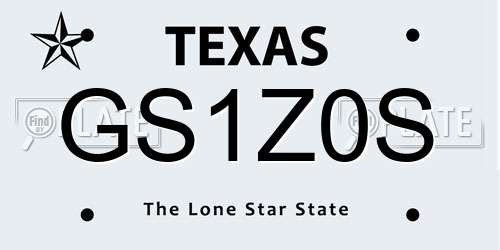 GS1Z0S Texas License Plate