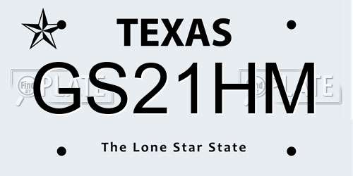 GS21HM Texas License Plate