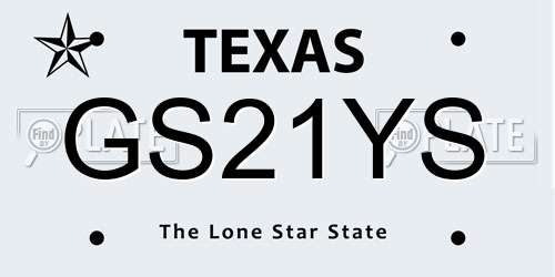 GS21YS Texas License Plate