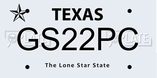 GS22PC Texas License Plate