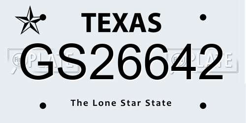GS26642 Texas License Plate